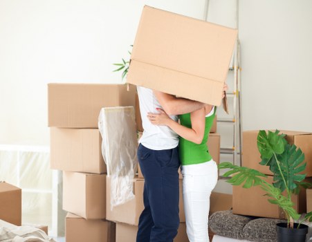 Furniture items arranged for short-term storage