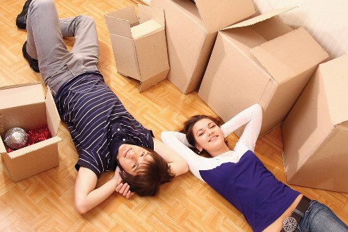 Various packing materials and labeled boxes